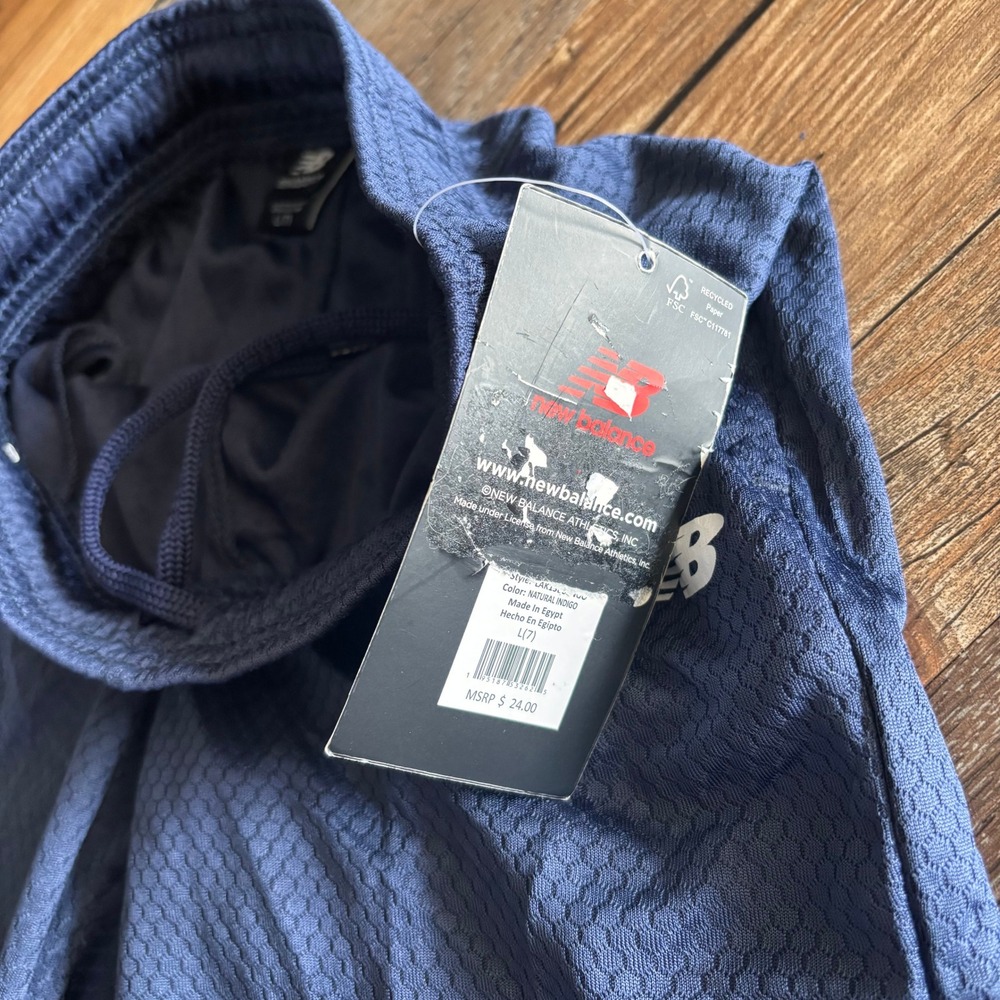New Balance Boys Natural Indigo Blue Honeycomb Mesh Athletic Shorts Size L 7 NEW - Picture 3 of 6